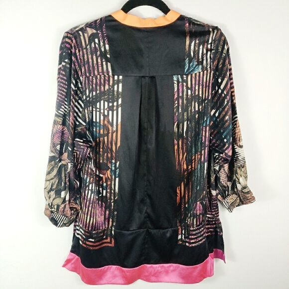 Elie Tahari Floral Stripe Button Down Shirt Small - Picture 6 of 6